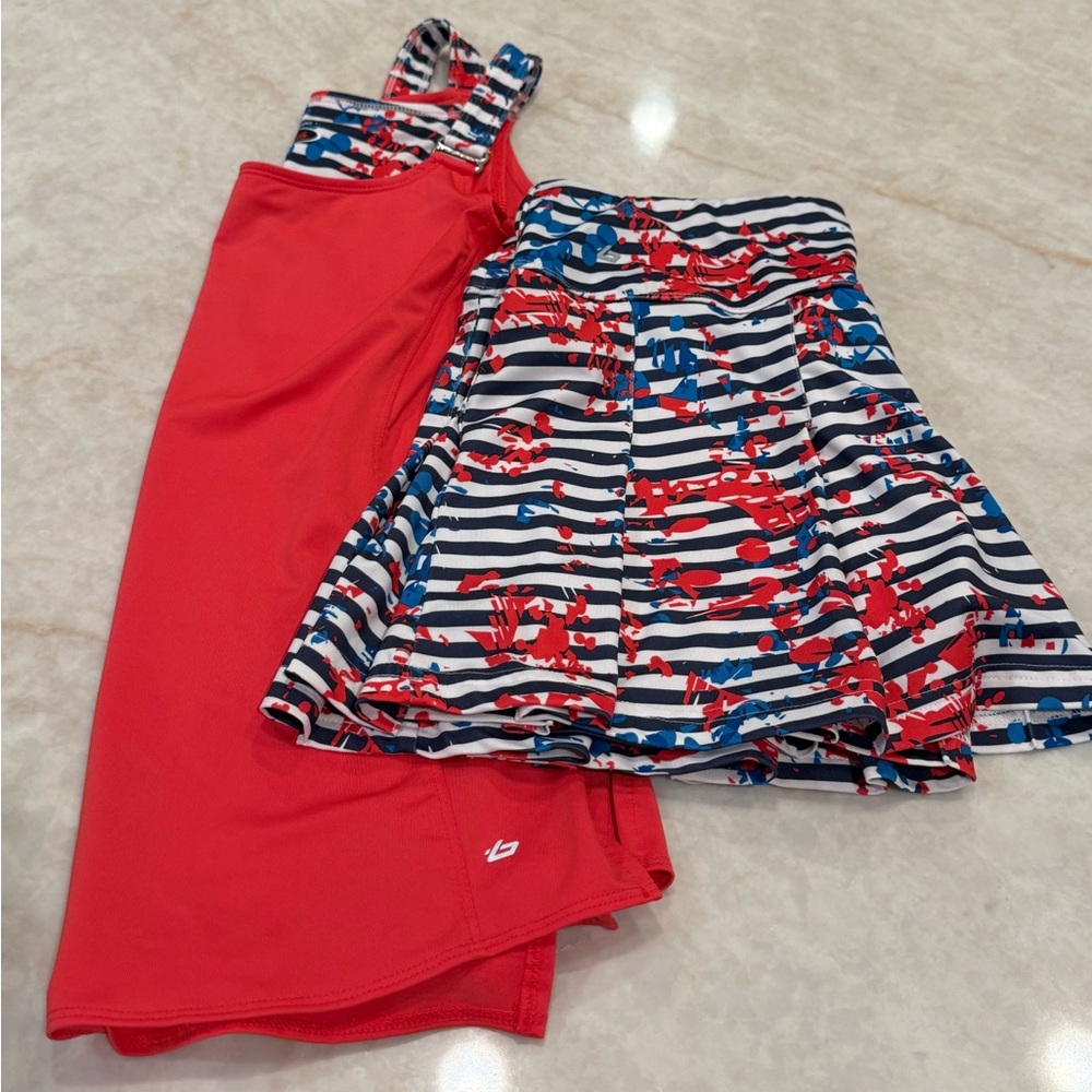 Bolle Red and Patterned Athletic Skirt and matching top